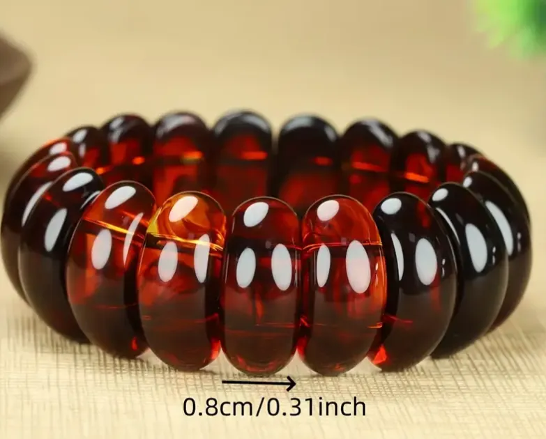 Natural Amber Blood Vein Bracelet - Image 2