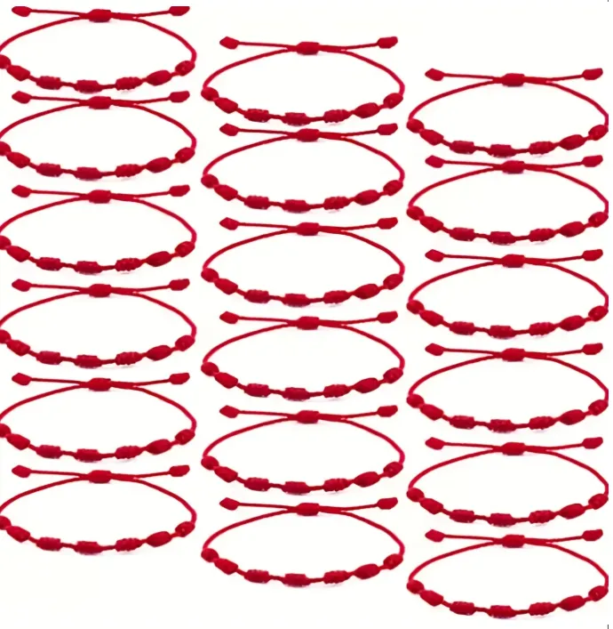 Red Rope 7 Knot Lucky Bracelet-4pc set - Image 4