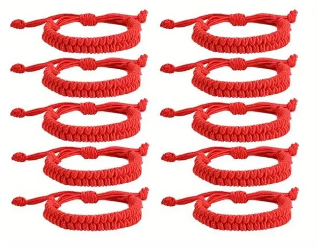 Vibrant Red Lucky Threaded Bracelet - Image 4
