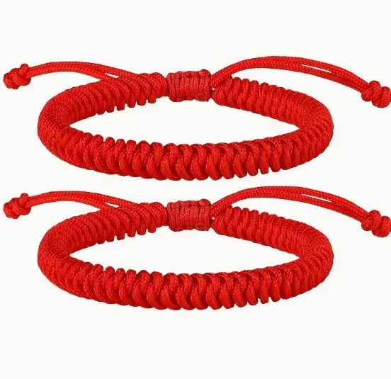 Vibrant Red Lucky Threaded Bracelet