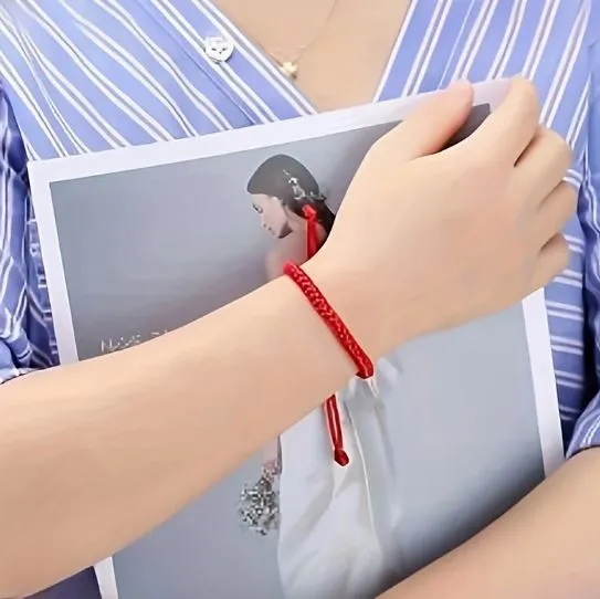 Vibrant Red Lucky Threaded Bracelet - Image 5