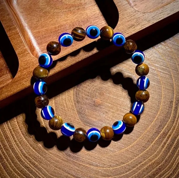 Tiger eye with Evil Eye Stone Bracelet - Image 3