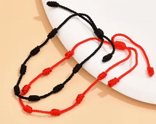 Black Rope 7 Knot Lucky Bracelet-4pc set - Image 4