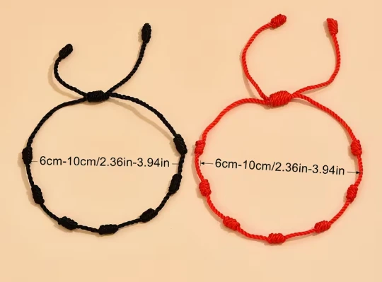 Black Rope 7 Knot Lucky Bracelet-4pc set - Image 3