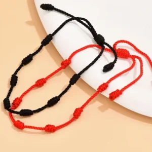 Black Rope 7 Knot Lucky Bracelet-4pc set
