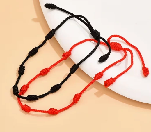 Black Rope 7 Knot Lucky Bracelet-4pc set